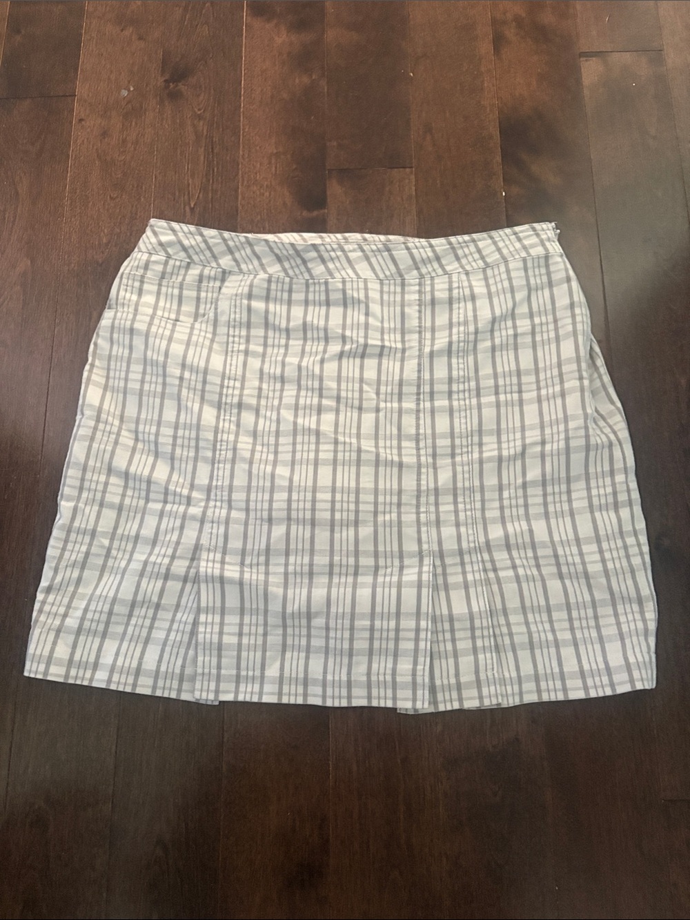 White and Gray Plaid Mini Skirt